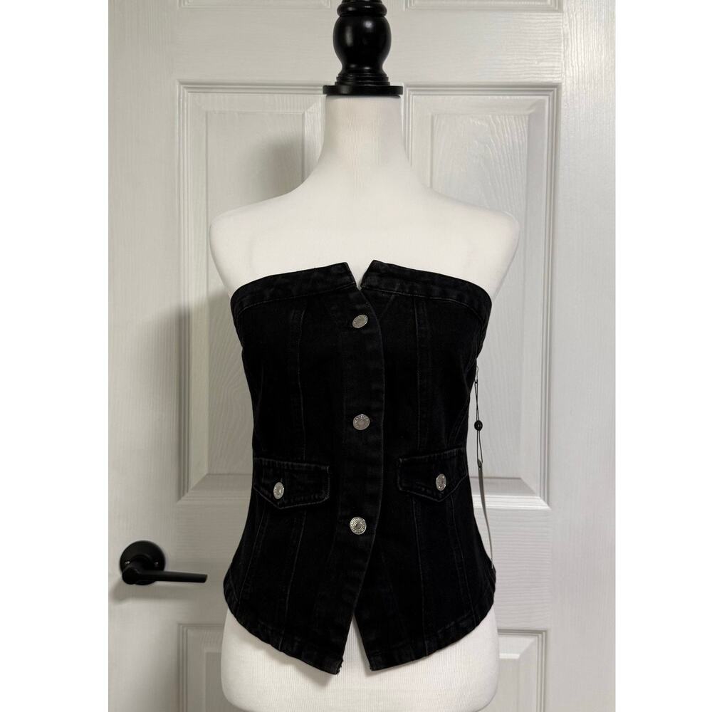 Emerson Lang New Women's Cotton Blend Denim Strapless Top Size Medium